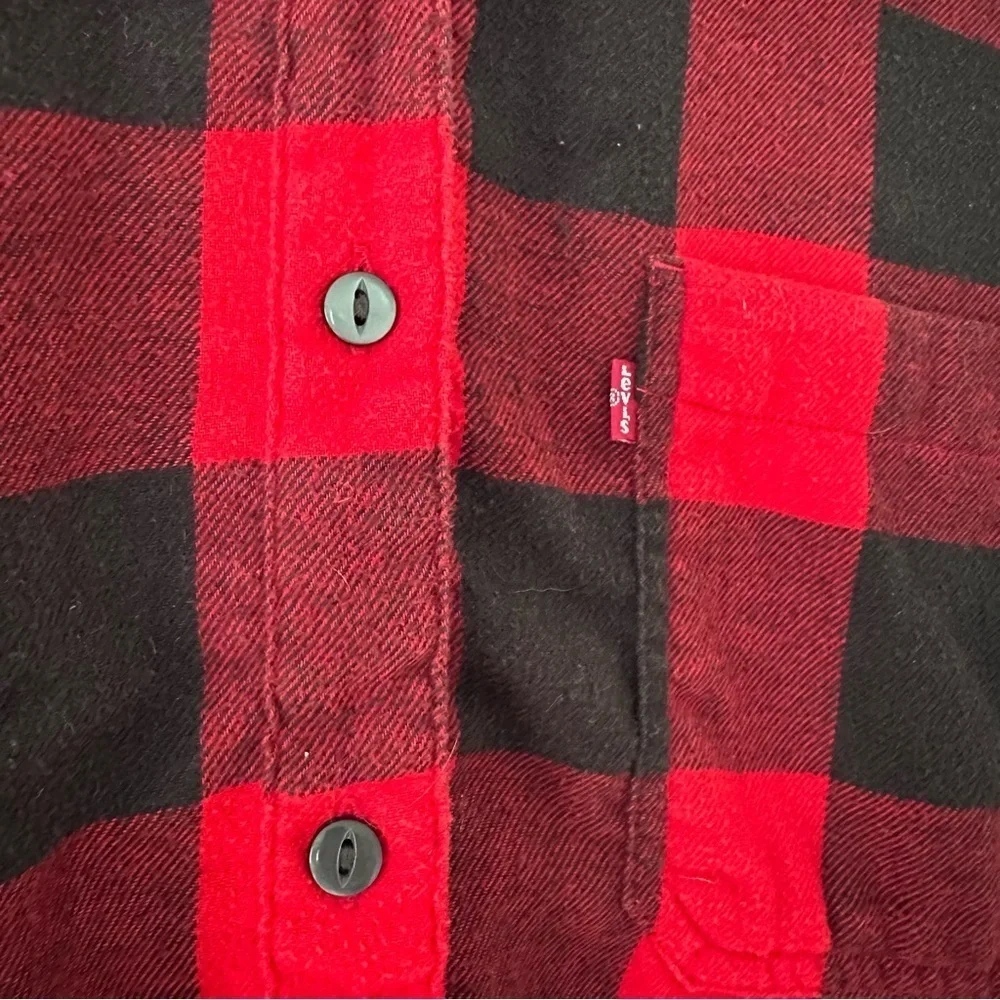 Levi’s Buffalo Plaid Cotton Blend Flannel Mens Work Button Down Size Medium